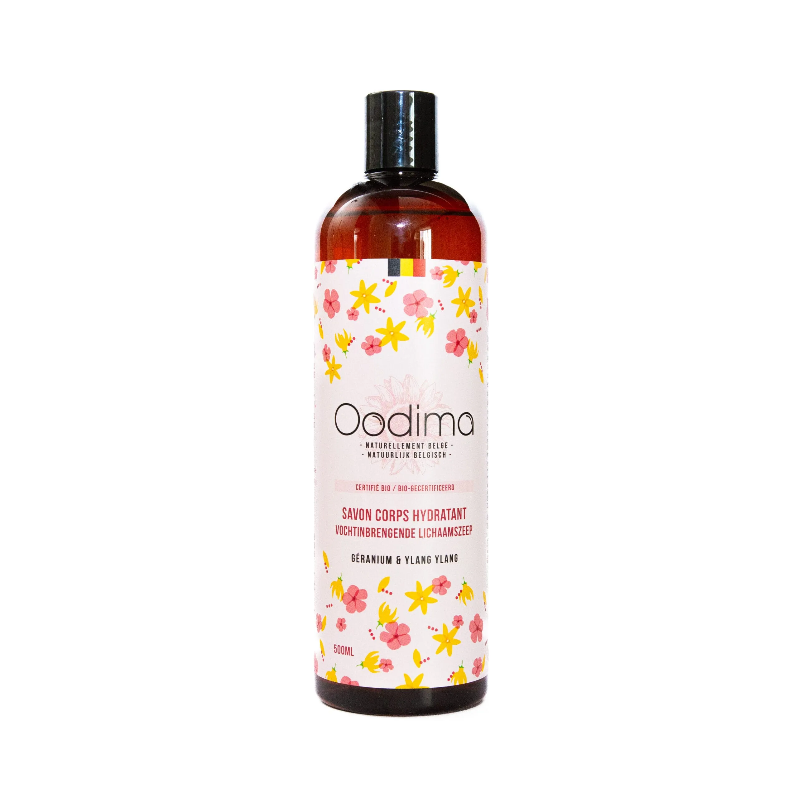 Notre savon corps liquide Géranium Ylang Ylang vous apporte comme une saveur de printemps. Un instant de fraîcheur florale qui fait du bien dès le matin !  L’huile essentielle d'Ylang-Ylang redonnera de l’éclat aux peaux ternes et fatiguées. L’huile essentielle de Géranium rosat, elle, est particulièrement conseillée pour contrer le vieillissement de la peau.
